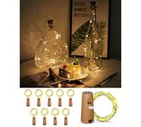 10 Pack Wine Bottle Lights with Cork - 2M 20 LED Warm White Cork Lights for Bottles - Battery String Lights for Christmas, Halloween, Parties, Wedding Decoration, Gifts