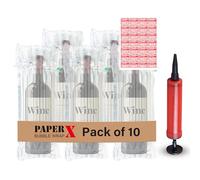 10-Pack Wine Bottle Protector Sleeves, Reusable Bubble Cushion Wrap Inflatable Bags with Pump, Secure for Airplane Travel, Moving, Shipping, Storage, Gift Packing, and Breakage Protection