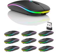 10 Pack Wireless Bluetooth Mouse,LED Dual Mode Rechargeable Silent Slim Laptop Mouse,Portable(BT5.2+USB Receiver) Dual Mode Computer Mice,for Laptop,Desktop Computer,ipad Tablet,Phone,TV (Black)