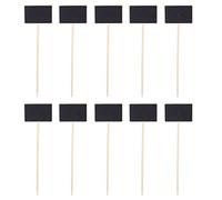 10 Pack Wood Mini Blackboard Plant Labels Long Round Rod Message Boards for Garden and Wedding Decoration