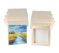 10 Pack Wood Panel Boards 6 x 6 inch Unfinished Wooden Canvas Board Square Wood Panels Blank Boards for Painting, Pouring, Burning, Arts Use with Oils, Acrylics and DIY Craft Projects