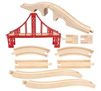 10 Pack Wooden Train Track Bridge Wood Train Expansion Straight Wooden Tracks Accessories Compatible with Most Railway