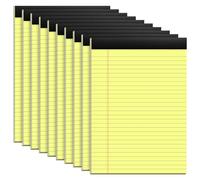 10 Pack Yellow Legal Pads 8.5x11" 28 Lines Wide Ruled Double-Sided Printing Yellow Notepads 30 Sheets/60 Pages Letter Size Writing Pads 70gsm Recycled Paper Legal Ruled Universal Writing Pad
