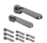 10 Pack Zipper Repair Kit - Gunmetal Zip Pull Replacement Set with 6pcs Size 5 & 4pcs Size 8 Sliders for Jackets, Jeans, Backpacks - Heavy Duty Zipper Pulls, Quick Fix Zip Replacement