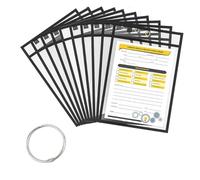 10 Packs A4 Black Dry Erase Pockets Transparent Dry Erase Sheets 10 X 14 Inch Reusable Plastic Wallets Hanging Job Ticket Protector Write and Wipe Pocket Dry Erase Holder Pocket Protectors