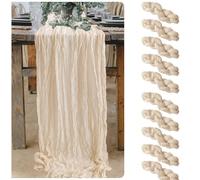 10 Packs Cheesecloth Table Runner, 90x300cm Beige Rustic Gauze Fabric, Boho Rustic Table Runner Tablecloth for Wedding Bridal Shower Birthday Party Cake Table Decor