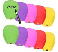 10 Packs Chinese Lantern, Floating Sky Lanterns, Biodegradable Memorial Fire Resistant Paper Wishing Lanterns to Release in Sky for Parties and Festivals, Flying Fire Lanterns, Multi-Colour