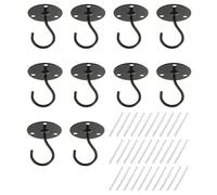 10 Packs Closet Rod Brackets, Ceiling Mount Curtain Rod Hanging Brackets with Spring and Screws, Heavy Duty Metal Wall Mount Rod Support Holders Multi-Purpose (Black)