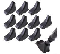 10 Packs Hiking Pole Tips, Anti-Slip Rubber Mud Protectors for Trekking Poles, Reinforced Engineering Plastic Foot Covers with 1.1cm Inner Diameter for Muddy Terrain, Black