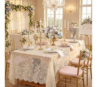 10 Packs Lace Tablecloth 60 X 120 Inch Vintage Boho Ivory Floral Overlay