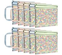 10 Packs Mesh Zipper Pouch Bags,5 Colors A4 Double-Layer Nylon Puzzle Building Block Sets with Handle Pocket,Breathable See Through Toy Storage for School Office Games Puzzles Stationery Books