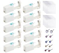 10 Packs Painless Disposable Nose Piercing Kit, No Pain Self Hole Making Tools with 10 Zircon Stud Earrings and 10 Alcohol Cleaning Pads, Safety Asepsis Piercing Ear Gun for Women, Girls, Men, Boys