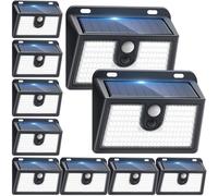 [10 Packs] Solar Motion Sensor Outdoor Lights, Super Bright Solar Lights Outdoor Waterproof, 3 Lighting Modes Security Wall Light for Outside Walking Dog Fence Backyard Deck Garden Door Step Garage