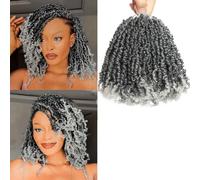 10 Packs Yanky Twist Crochet Hair 12 Inch Pre-twisted Natural Black Kinky Mini Spring Twist Small Curly Senegalese Twist Braids Yankee Twist (TGray((Ombre Gray), 12 Inch (Pack of 10))