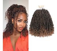 10 Packs Yanky Twist Crochet Hair 8 Inch Pre-twisted Natural Black Kinky Mini Spring Small Curly Senegalese Twist Braids Yankee (T30(Ombre Medium Dark Brown), 8 Inch (Pack of 10))