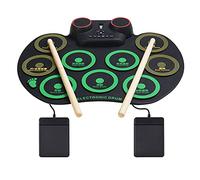 10 Pads Roll Up Electronic Drum Built- in Double Stereo Speakers, Portable Bass Drum Percussion Instrument Set for Kid or Beginner Daily Practice