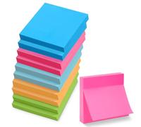 10 Pads Sticky Notes, 76 x 76mm, 100 Sheets Per Pad, 5 Bright Colours, Removable Self-Stick Notes for Office, Study, Planning, and Home Use