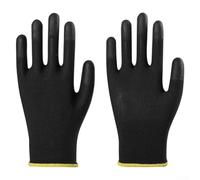 10 Pair Black Work Gloves Made from Nylon Fabric with PU Palm Coating for Extended Use in Demanding Physical Labor Multiple Work Settings (M)