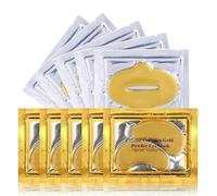 10 Pair Eye Masks & 10 Lip Masks Crystal Collagen 24k Gold Under Eye Gel Pad Face Mask Anti Aging Wrinkle Gel Lip Plumping Patches, Vegan Cruelty-Free Self Care Beauty