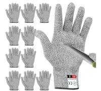 10 Pair Large Cut Resistant Gloves, Cut Proof Work Glove Level 5 Protection M for Kids&Adults, Wood Whittling Gloves Food Grade Safety Glove for Meat Cutting, Wood Carving, Shucking Fish (Gray)