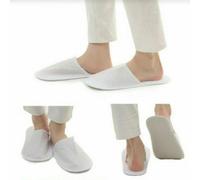 10 Pair Spa Hotel Guest Slippers White Disposable Terry Close Toe Unisex Slipper