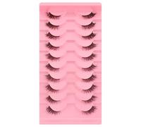 10 Pairs 15 mm Half Eyelashes Cat Eye Look False Eyelashes Wispy Fluffy Cat Eye Look Natural Short Accent Eyelashes End Eyelashes Corner Eyelashes 3/4 Eyelashes Pack (10P-ZA02)