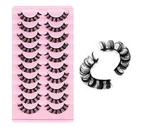 10 Pairs 3D Russian Strip Lashes - Short False Eyelashes with D Curl, Wispy & Lightweight Design for Daily Wear (DH06-2)