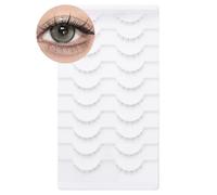 10 Pairs Brown Lashes Clear Band Brown Manga Lashes Japanese Anime Eyelashes Asian False Eyelashes Natural Look Like Individual Clusters(Natural Lashes 8-11mm)