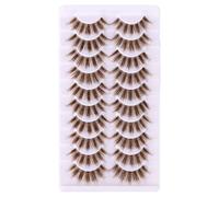 10 Pairs Brown Lashes Clear Band Brown Manga Lashes Japanese Anime Eyelashes Asian False Eyelashes Natural Look Like Individual Clusters(Natural Lashes 8-11mm)