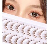 10 Pairs Brown Lashes Clear Band Brown Manga Lashes Japanese Anime Eyelashes Asian False Eyelashes Natural Look Like Individual Clusters(Natural Lashes 8-11mm)
