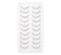 10 Pairs Brown Lashes Clear Band Brown Manga Lashes Japanese Anime Eyelashes Asian False Eyelashes Natural Look Like Individual Clusters(Natural Lashes 8-11mm)