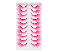 10 Pairs Cat Eye Lashes 3D Faux Mink Volume Lashes Colourful Fluffy False Eyelashes Stage Makeup - Reusable