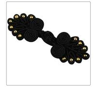 10 Pairs Chinese Handmade Cheongsam Buttons Knot Fastener Chinese Knot Buttons DIY Handcraft Clothing Decorative Accessories-Black Gold-6.5cm