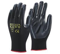 10 Pairs - Click 2000 Nitestar Nitrile Coated Work Gloves Black Sizes L & XL (Large)