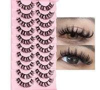 10 Pairs Cluster Lashes D Curl Russian Strip Lashes Fluffy False Eyelashes Individual Natural Wispy Lashes DIY Eyelashes Extension At Home (D01)