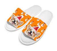 10 Pairs Disposable Personalized Face Photo Slippers for Men & Women,Custom Christmas Bulk Guest Hotel Spa House Shoes, Anti-Slip Indoor Outdoor Winter Bedroom Footwear