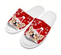 10 Pairs Disposable Personalized Face Photo Slippers for Men & Women,Custom Christmas Bulk Guest Hotel Spa House Shoes, Anti-Slip Indoor Outdoor Winter Bedroom Footwear