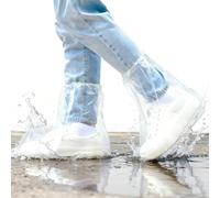 10 Pairs Disposable Shoe Covers, Waterproof Plastic Boot Covers for Rain, Transparent Overshoes for Men Women Outdoor Indoor Protection (Short transparent)