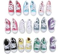 10 Pairs Doll Canvas Shoes Mini Shoes Classic Small Canvas Shoes Fabric Shoes Anti Slip Doll Shoes Finger Toys for Kids