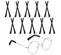 10 Pairs Eyeglass End Tips, Glasses Temple End Tips Anti-Slip Eyeglass Replacement Temples Soft Silicone Ear Sock Pieces for Glasses Eyeglasses Arm Covers for Flat Thin Metal Eyeglasses Legs (Black)