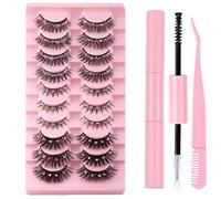 10 Pairs Fake Colored Lash Multi Coloured False Eye Lashes Russian Strip Reusable Faux Eyelash for Party Halloween Cosplay C1816[FGJSTC1816, ]