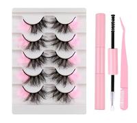 10 Pairs Fake Colored Lash Multi Coloured False Eye Lashes Russian Strip Reusable Faux Eyelash for Party Halloween Cosplay C1816[FGJSTC1808, ]