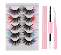 10 Pairs Fake Colored Lash Multi Coloured False Eye Lashes Russian Strip Reusable Faux Eyelash for Party Halloween Cosplay C1816[FGJSTC1806, ]
