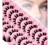 10 Pairs Fake Eyelashes(7-18mm) - 3D Effect - Reusable, Dd Curling Segmented Russian Eyelashes, Russian Segmented Curl Eyelashes, Dense and Not Piercing Eyes,B