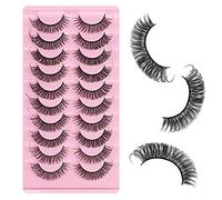 10 Pairs False Eyelashes Russian Strip Lashes Natural Look Russian Strip Lashes Reusable Fake Eyelashes for Daily Makeup Dating Outings Weddings