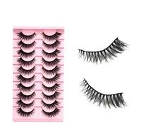 10 Pairs False Eyelashes Set with 2-in-1 Lash Glue & Sealer + Remover Pen - Natural & Volume Lashes for All-Day Wear - Easy Application, Waterproof, Long-Lasting 80-55