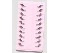 10 Pairs False Lashes,Half Lashes Natural Looking Cat Eye Lashes,Reusable Wispy Fluffy 3D Eye Lashes Natural Handmade Black Strip False Eyelashes Fake Lashes for Girls and Women