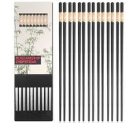 10 Pairs Fiberglass Chopsticks Set With Metal Tips - Non-Slip Chinese Japanese Korean Style for Sushi, Noodles and Rice - Dishwasher Safe (Black Gold)
