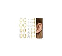 10 Pairs Flat Back Earrings for Women Hypoallergenic Surgical Steel Stud and Hoop Earrings Set Gold Silver Cartilage Earring Huggie Hoops Helix Tragus Conch Daith Ear Piercing Jewellery Gold-Pearl