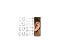 10 Pairs Flat Back Earrings for Women Hypoallergenic Surgical Steel Stud and Hoop Earrings Set Gold Silver Cartilage Earring Huggie Hoops Helix Tragus Conch Daith Ear Piercing Jewellery Silver-Pearl